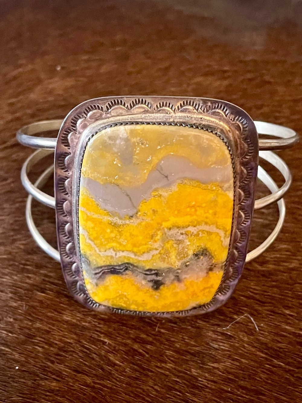 Bumblebee Jasper Cuff, Sterling Silver with Makers Mark